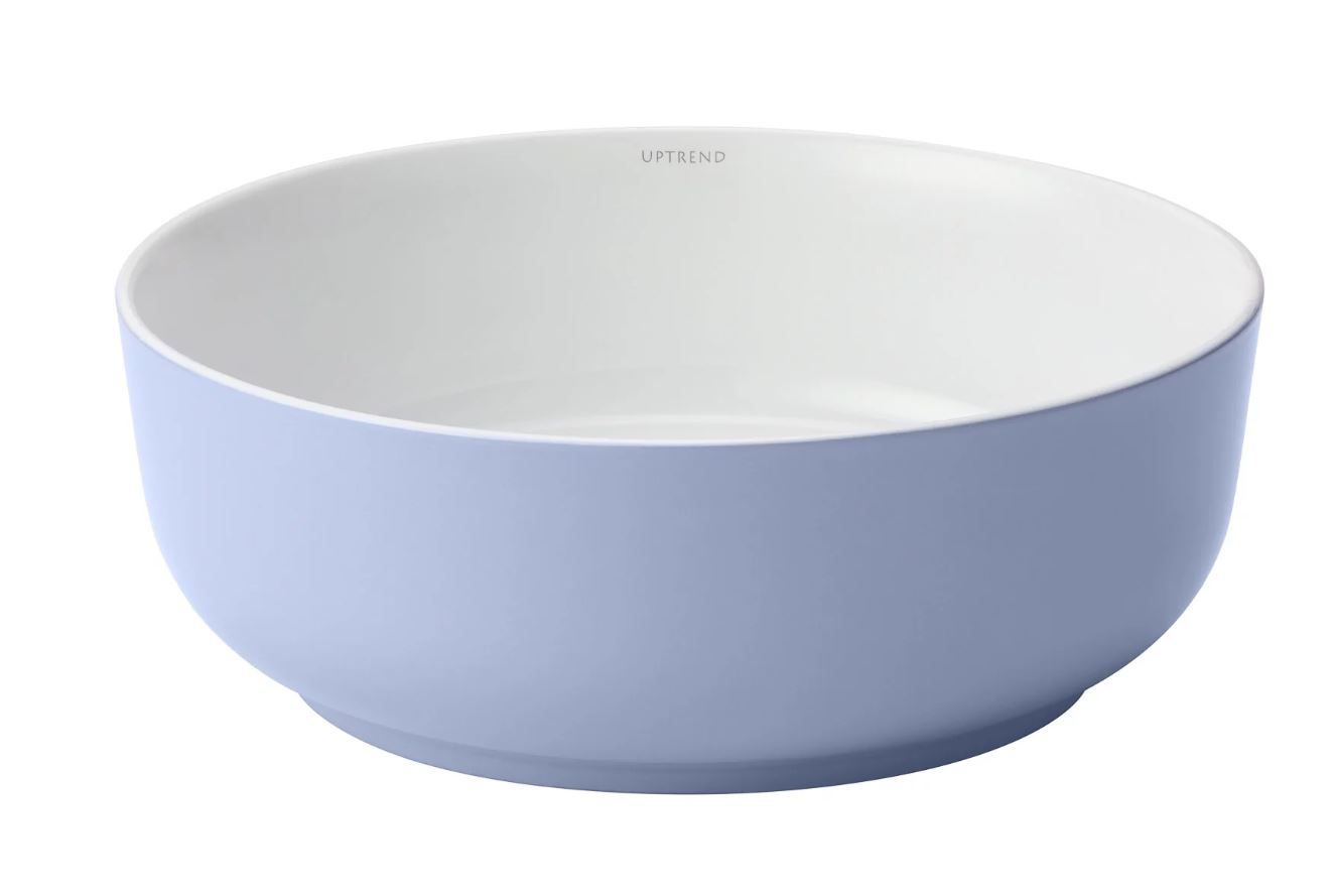 Umywalka nablatowa Uptrend Sofia 38 cm okrągła błękit/biały połysk UP4003-2-B24+B20