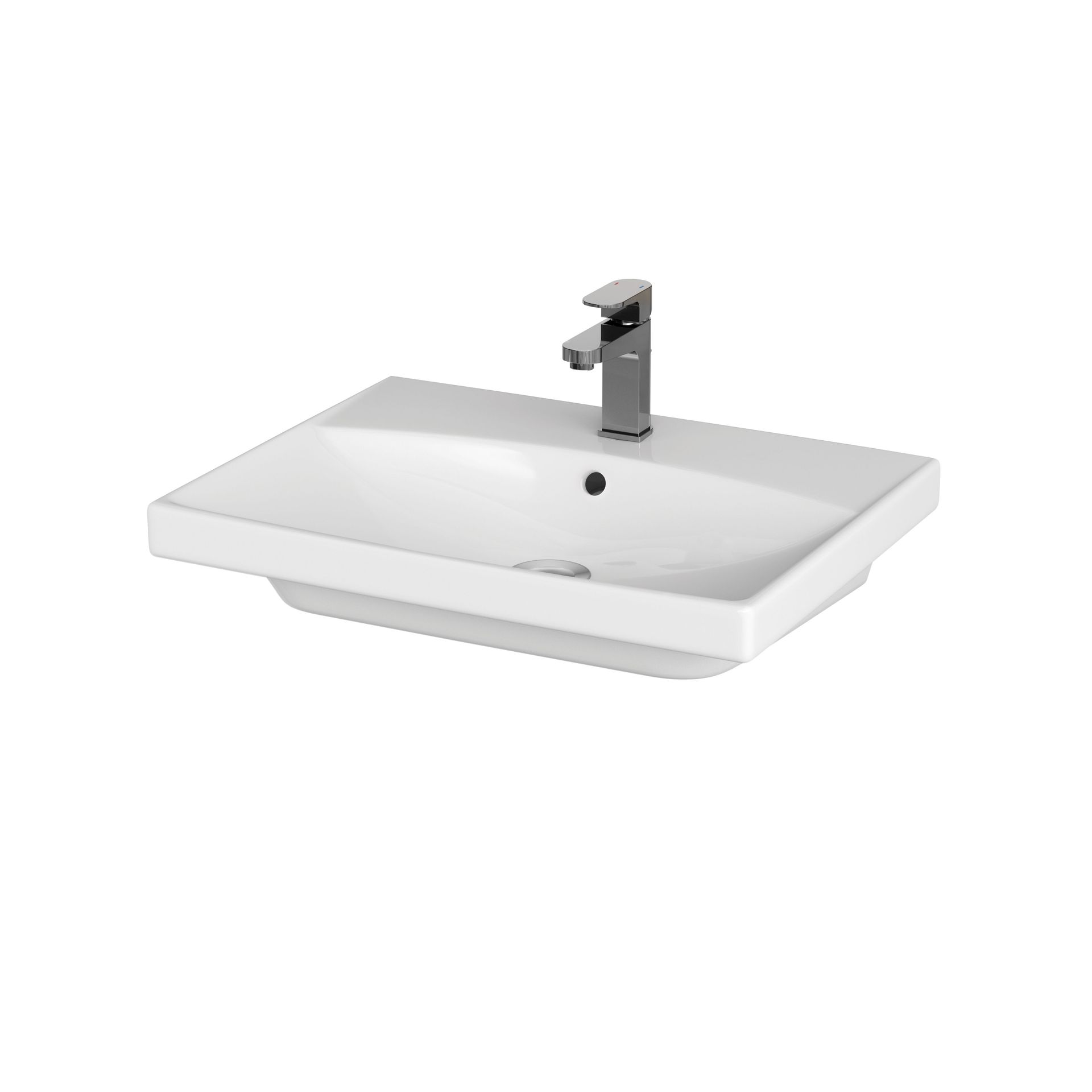 Umywalka meblowa Senti Costa 60x45 cm prostokątna biały połysk K35-092