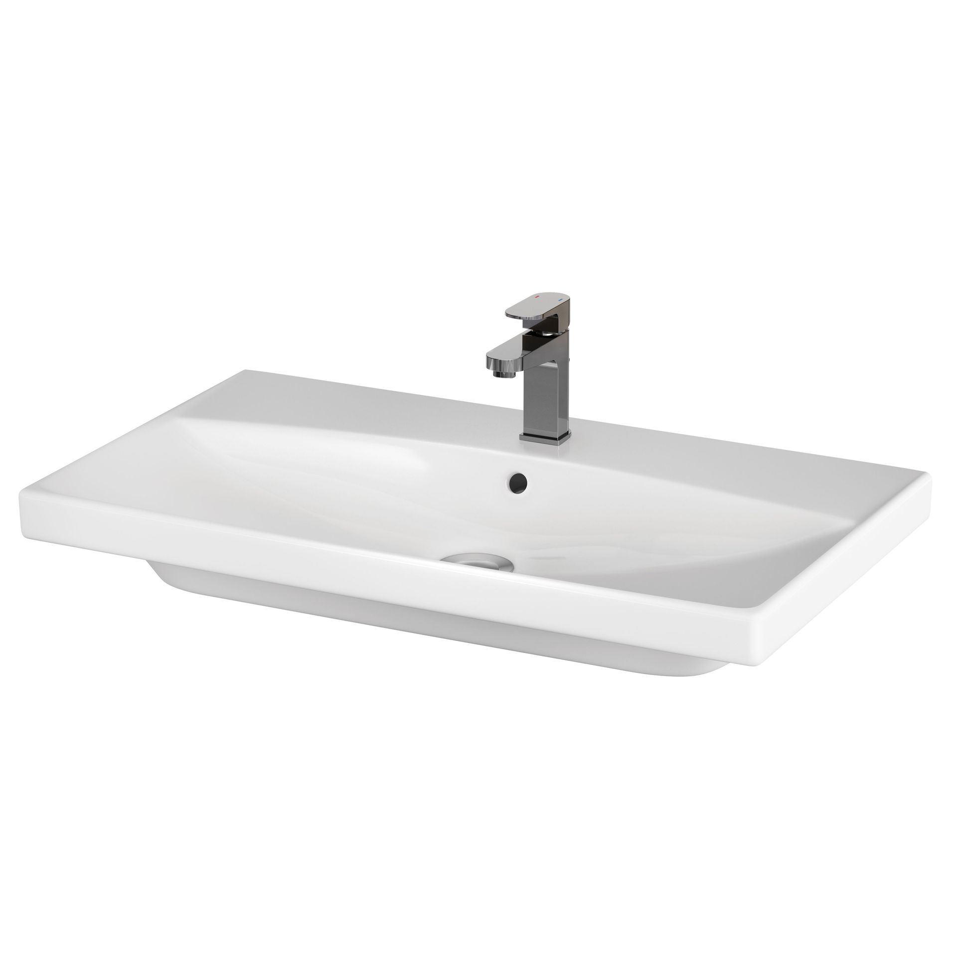 Umywalka meblowa Senti Costa 80x45 cm prostokątna biały połysk K35-093