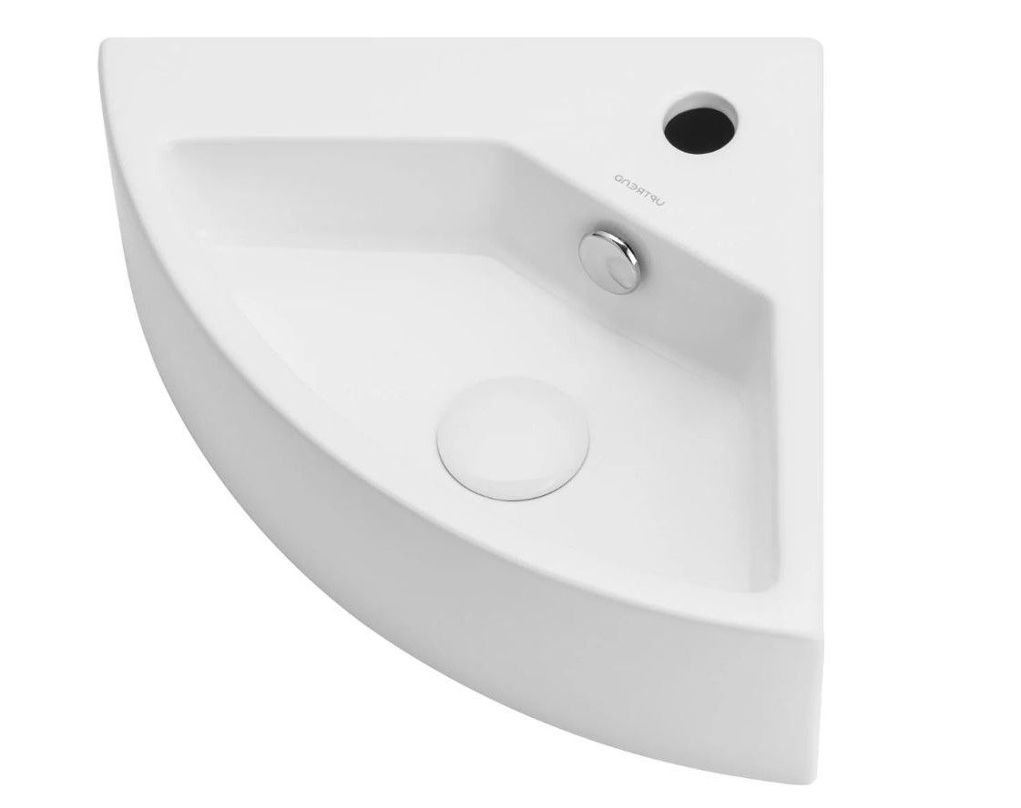 Umywalka ścienna Uptrend Kona 32x50 cm narożna biały połysk TR4101D