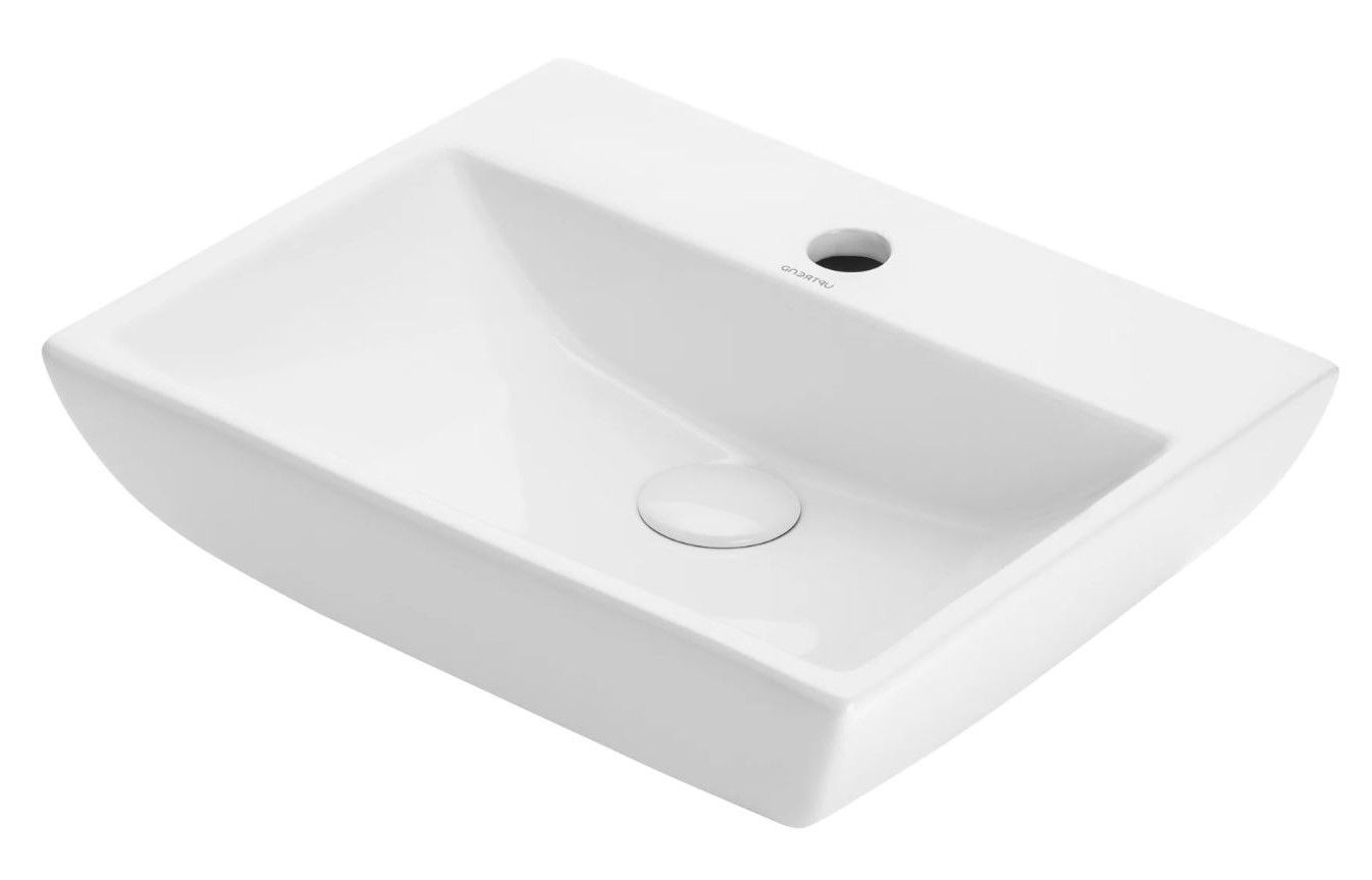 Umywalka ścienna Uptrend Pascal 45x35 cm prostokątna biały połysk STR4318