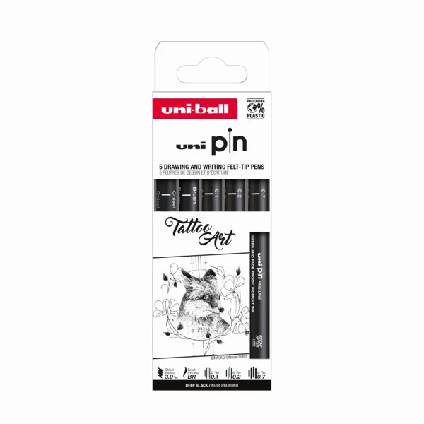 Cienkopis kreślarski PIN 200 Tattoo Art czarny różne grubości 5szt. - UNI