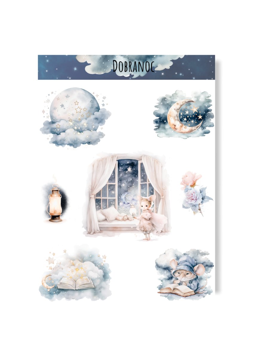 Naklejki na dobranoc dla dziecka do albumu do kartek baby shower roczek