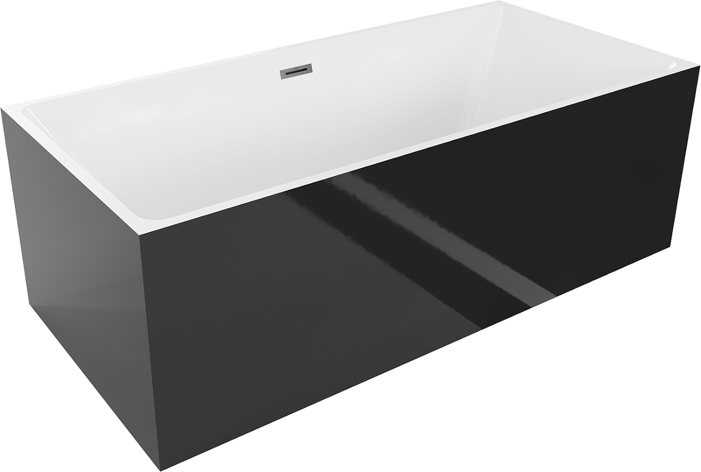 Mexen Nita wanna wolnostojąca 170 x 80 cm, biała/czarna, przelew gun metal szczotkowany - 52091708075-95