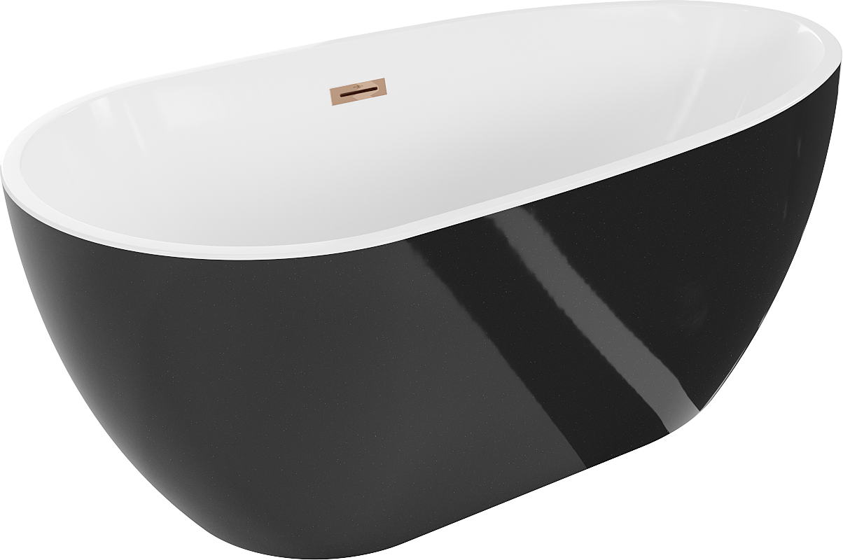 Mexen Eos wanna wolnostojąca 170 x 75 cm, biała/czarna, przelew różowe złoto - 52471707575-60