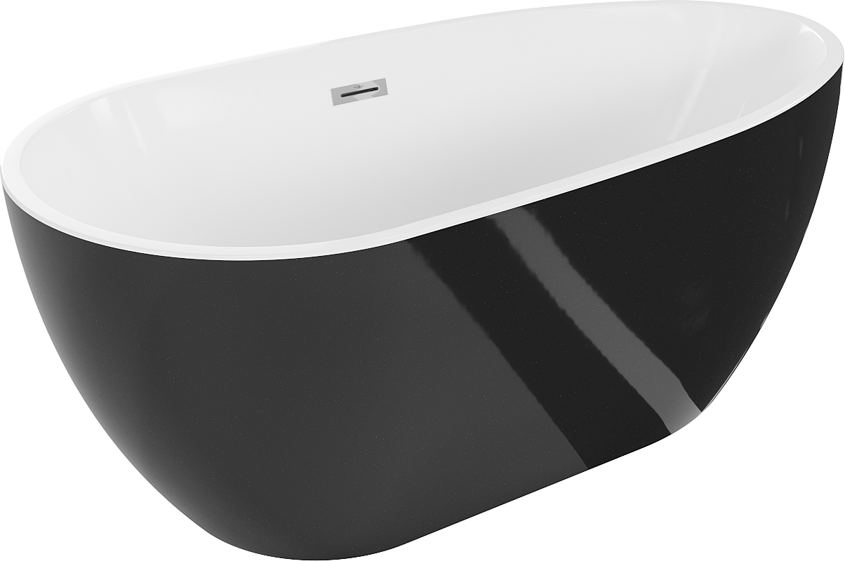 Mexen Eos wanna wolnostojąca 150 x 75 cm, biała/czarna, przelew chrom - 52471507575-01