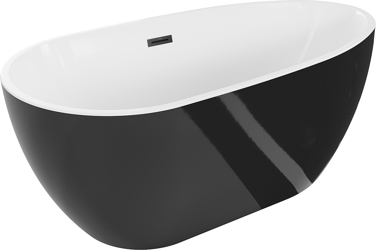 Mexen Eos wanna wolnostojąca 150 x 75 cm, biała/czarna, przelew czarny - 52471507575-70