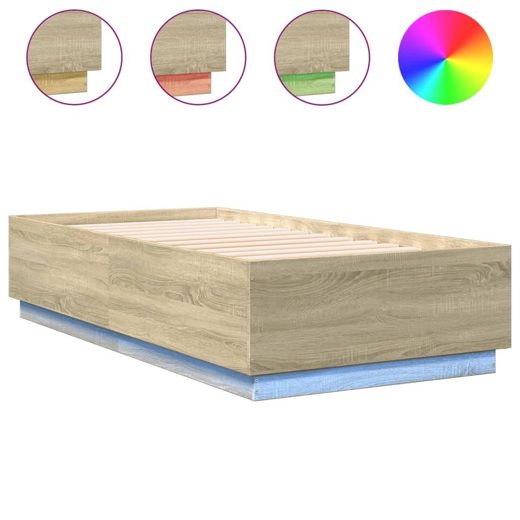 Rama łóżka z LED, dąb sonoma, 75x190cm, materiał drewnopochodny Lumarko!