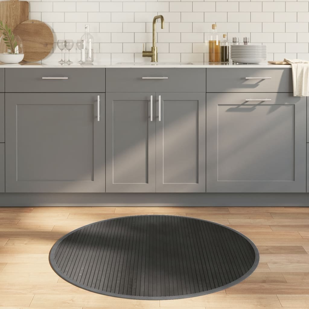 Dywan okrągły, szary, 100 cm, bambusowy