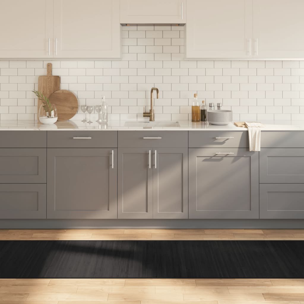 Dywan prostokątny, czarny, 70x500 cm, bambusowy