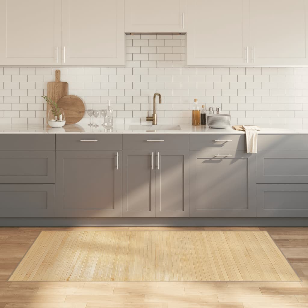 Dywan prostokątny, jasny naturalny, 100x200 cm, bambusowy