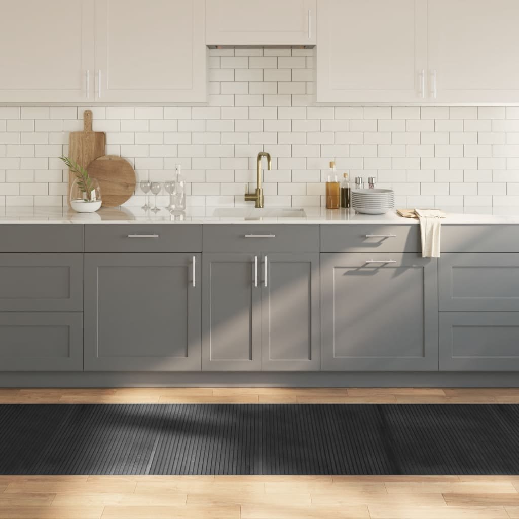 Dywan prostokątny, szary, 80x300 cm, bambusowy