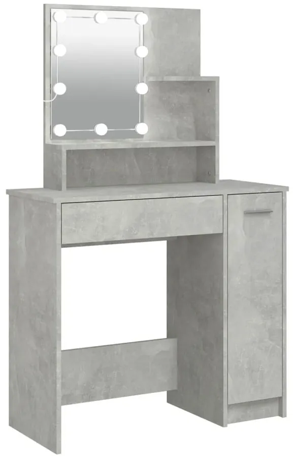 Nowoczesna toaletka podświetlana z lampkami betonowa szarość D9-K52