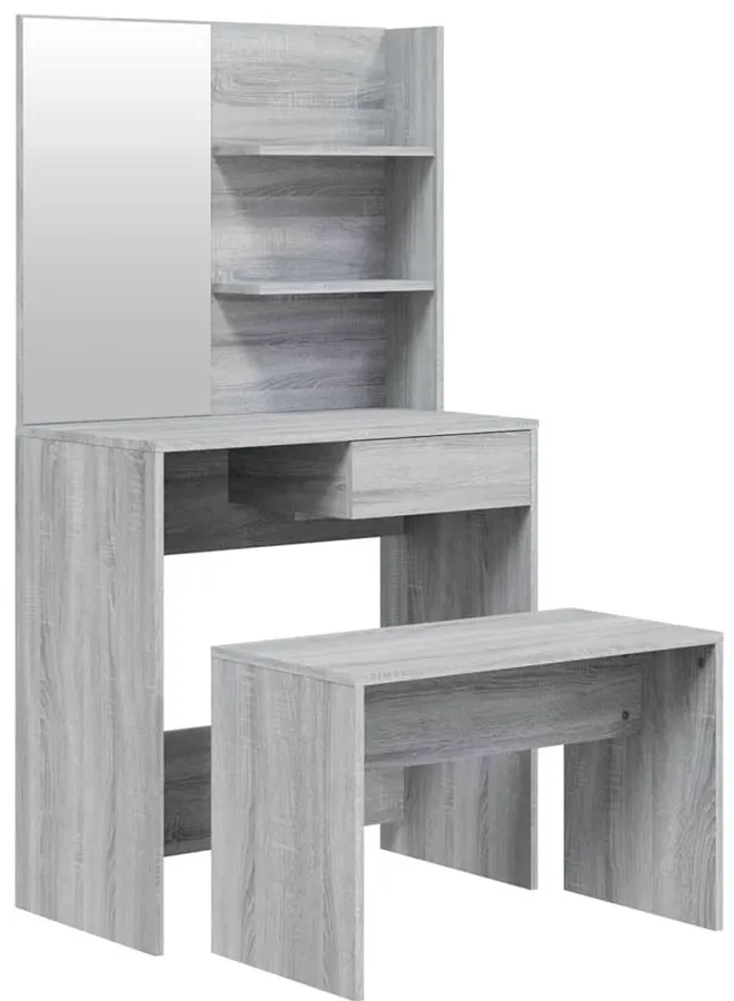 Komplet toaletka z lustrem i stołkiem szary dąb sonoma R1-D60