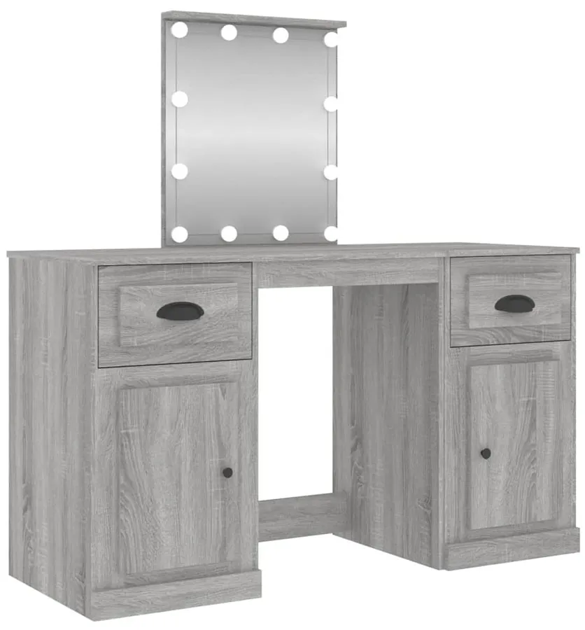 Duża toaletka kosmetyczna z lampkami szary dąb sonoma L4-H73