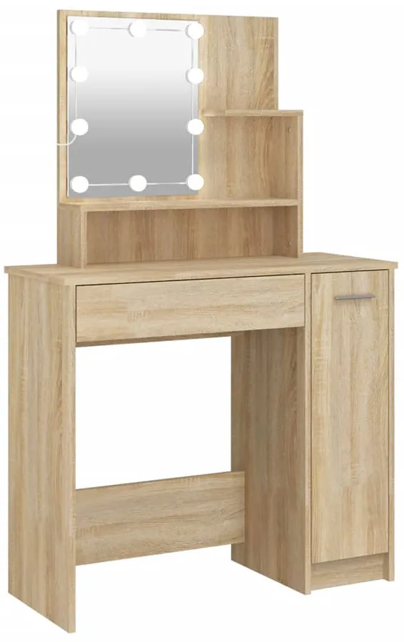 Skandynawska toaletka z lampkami LED dąb sonoma N3-K54