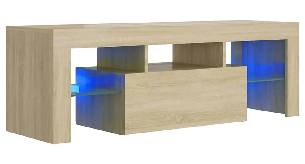 Podświetlana szafka RTV z półkami dąb sonoma E7-D60