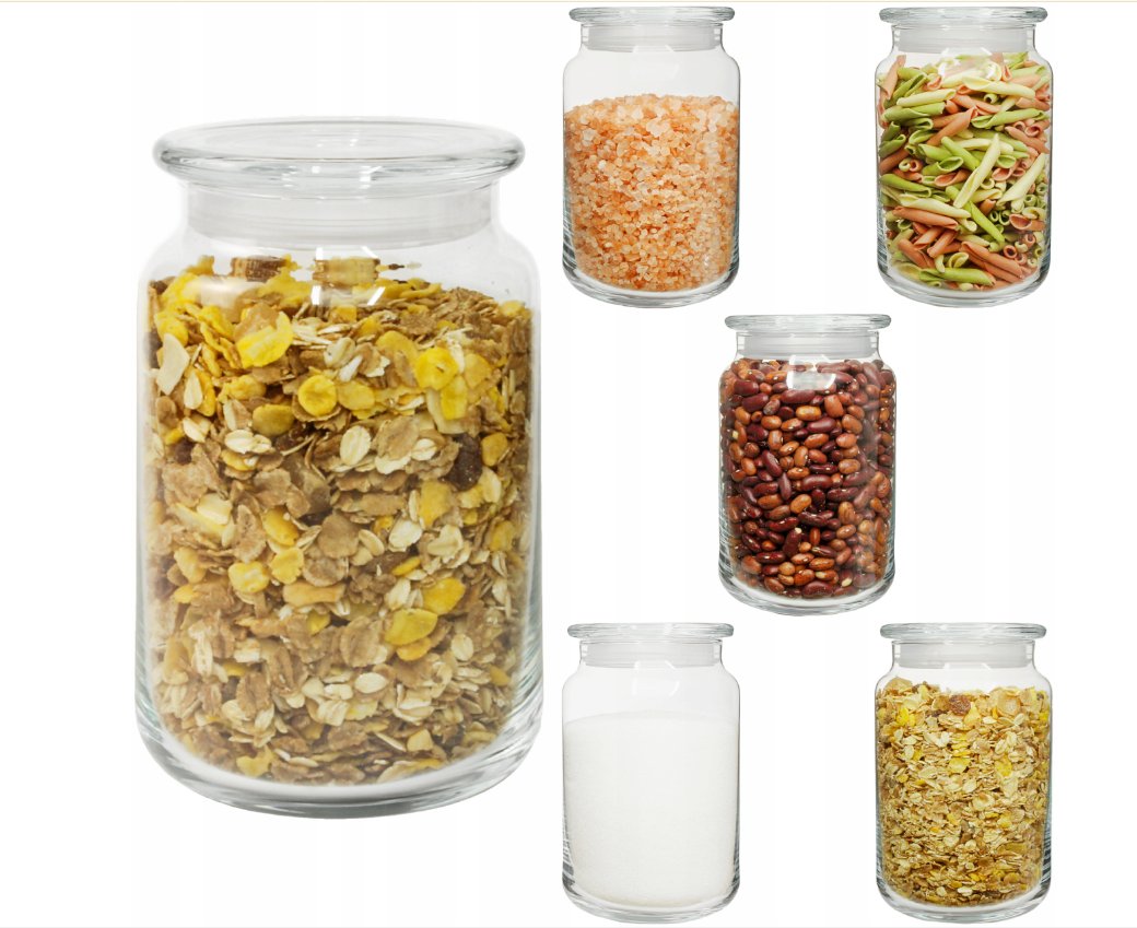 SŁOIK 880ml szklany pojemnik kuchenny EKO ze szklanym wieczkiem 6 szt.
