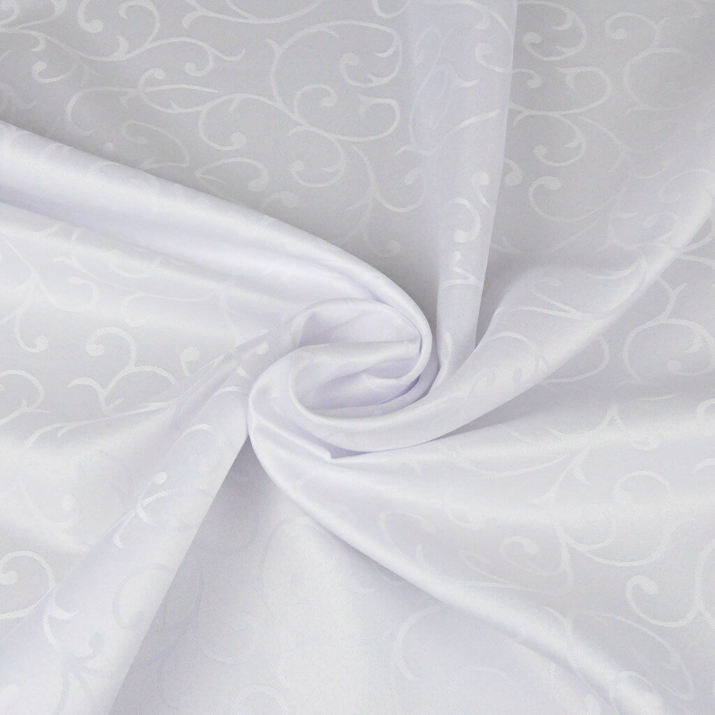 Tkanina obrusowa plamoodporna biały - wzór ornament