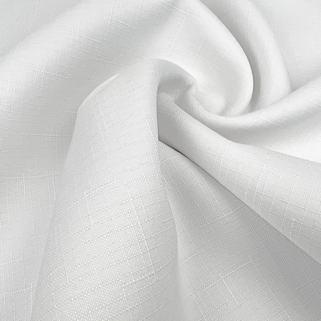 Tkanina obrusowa plamoodporna biała - wzór lniany