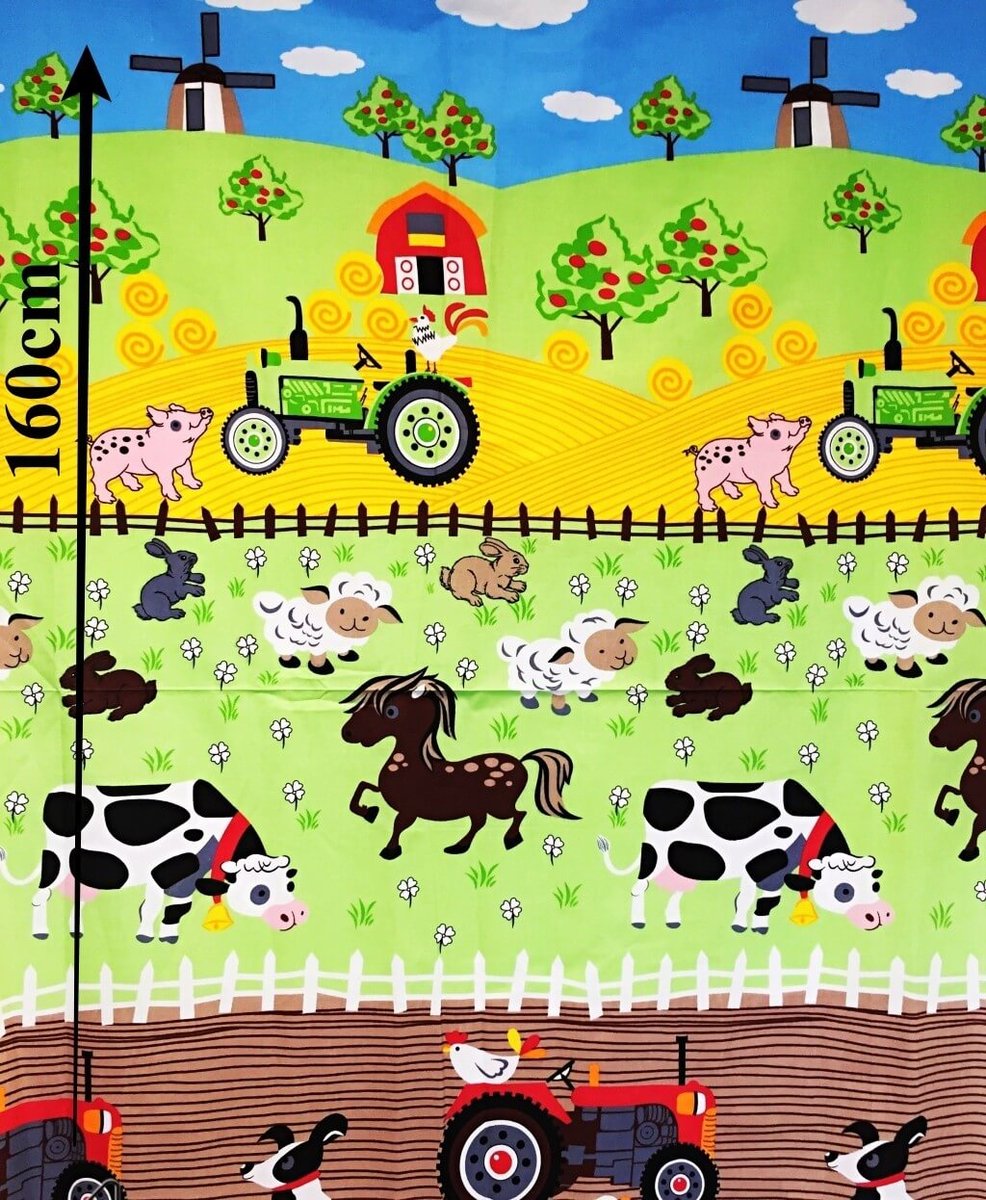 Tkanina bawełniana zwierzaczki na wsi