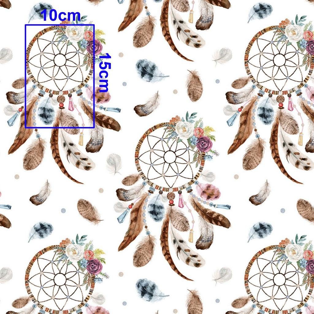 Tkanina bawełniana łapacz snów brązowy na białym tle