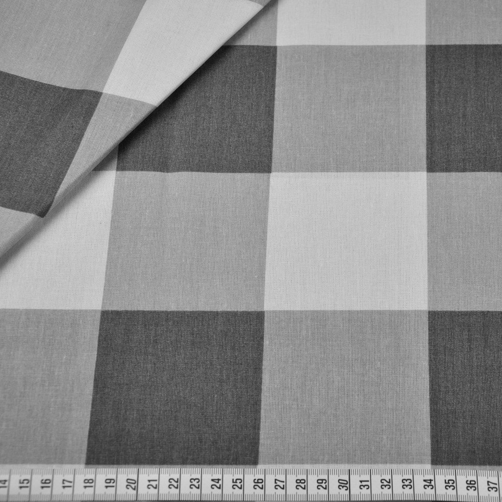 Tkanina bawełniana krata duża szara
