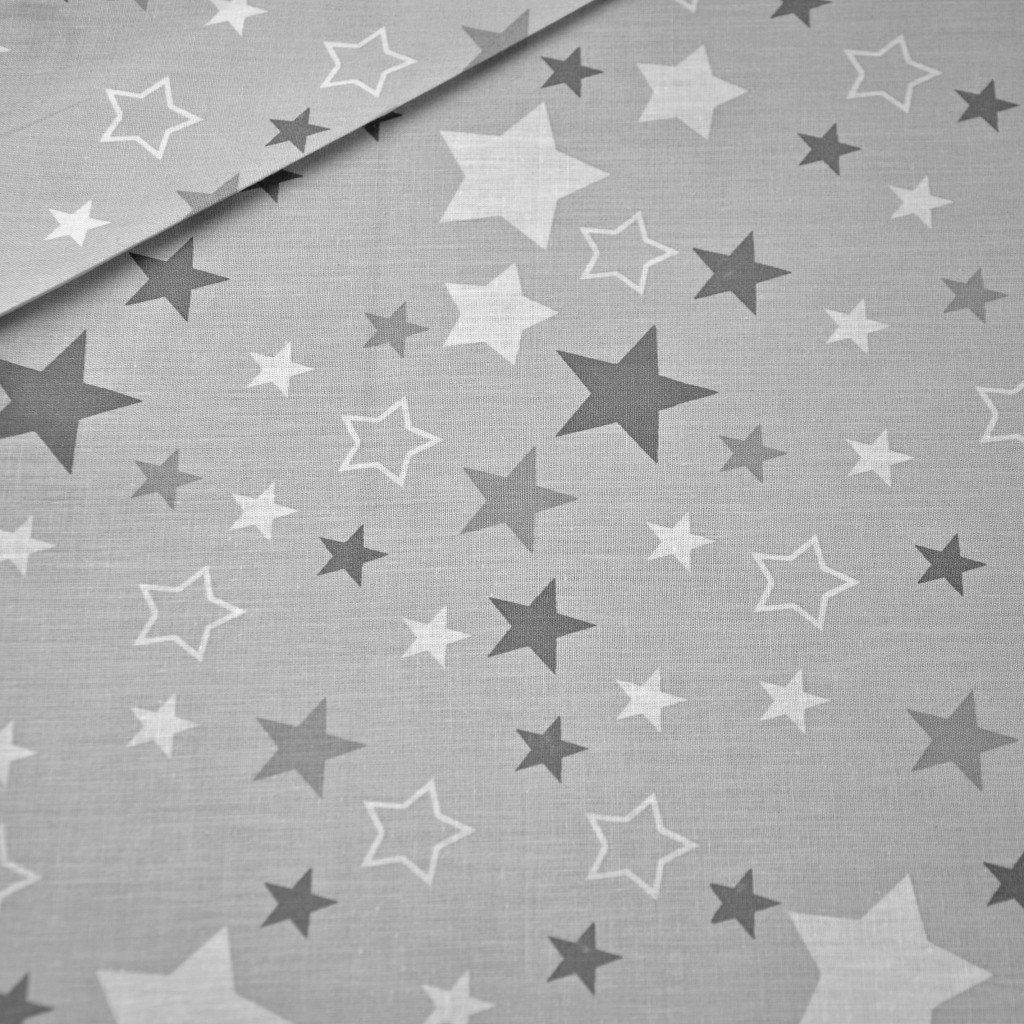 Tkanina bawełniana gwiazdozbiór biały na szarym tle
