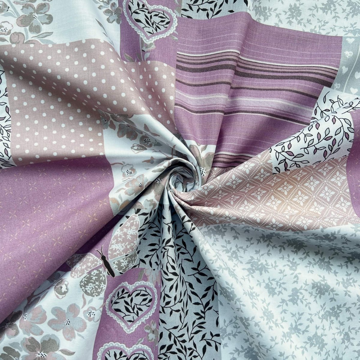 Tkanina bawełniana Patchwork brązowo różowo szary