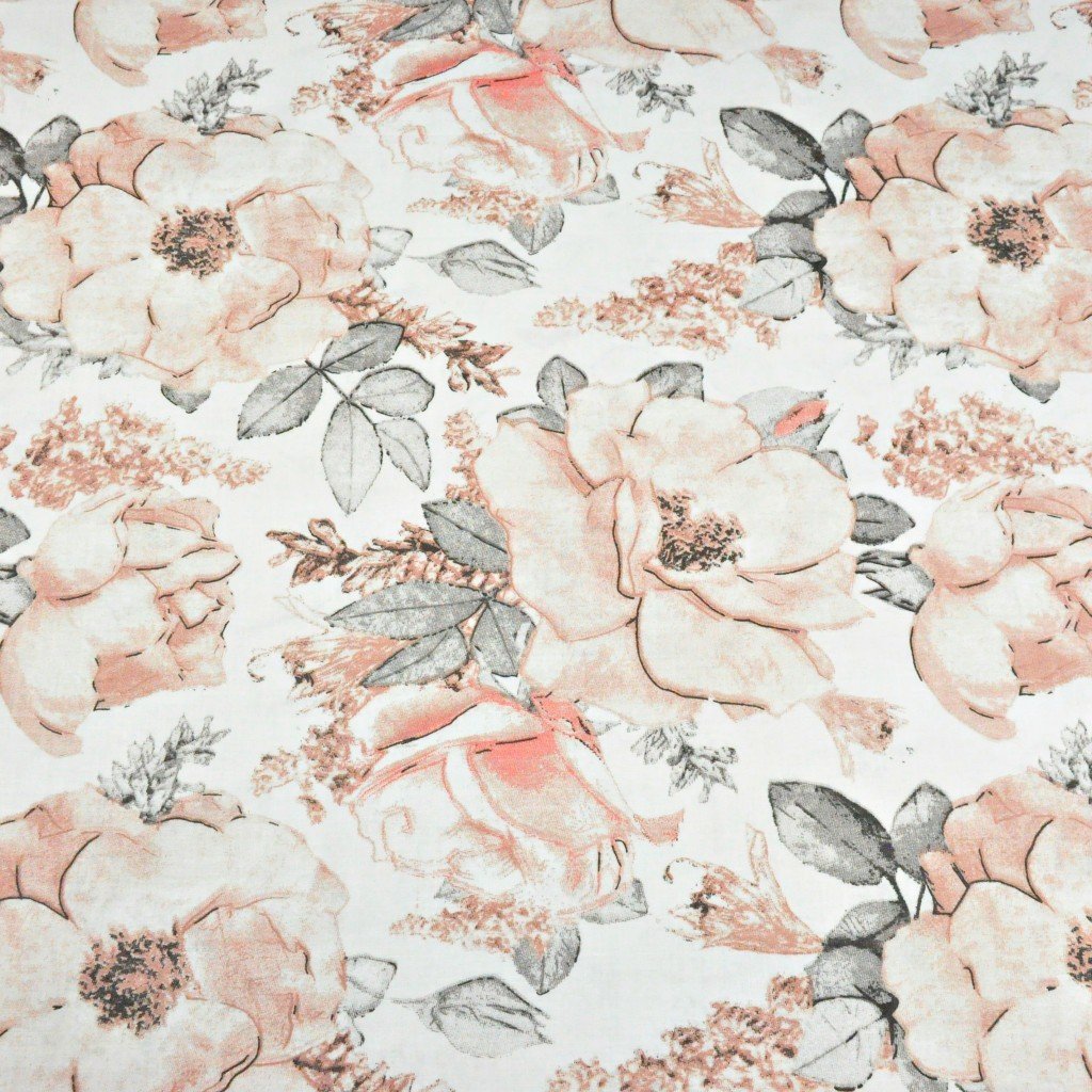 Tkanina bawełniana kwiaty dzikiej róży białym tle