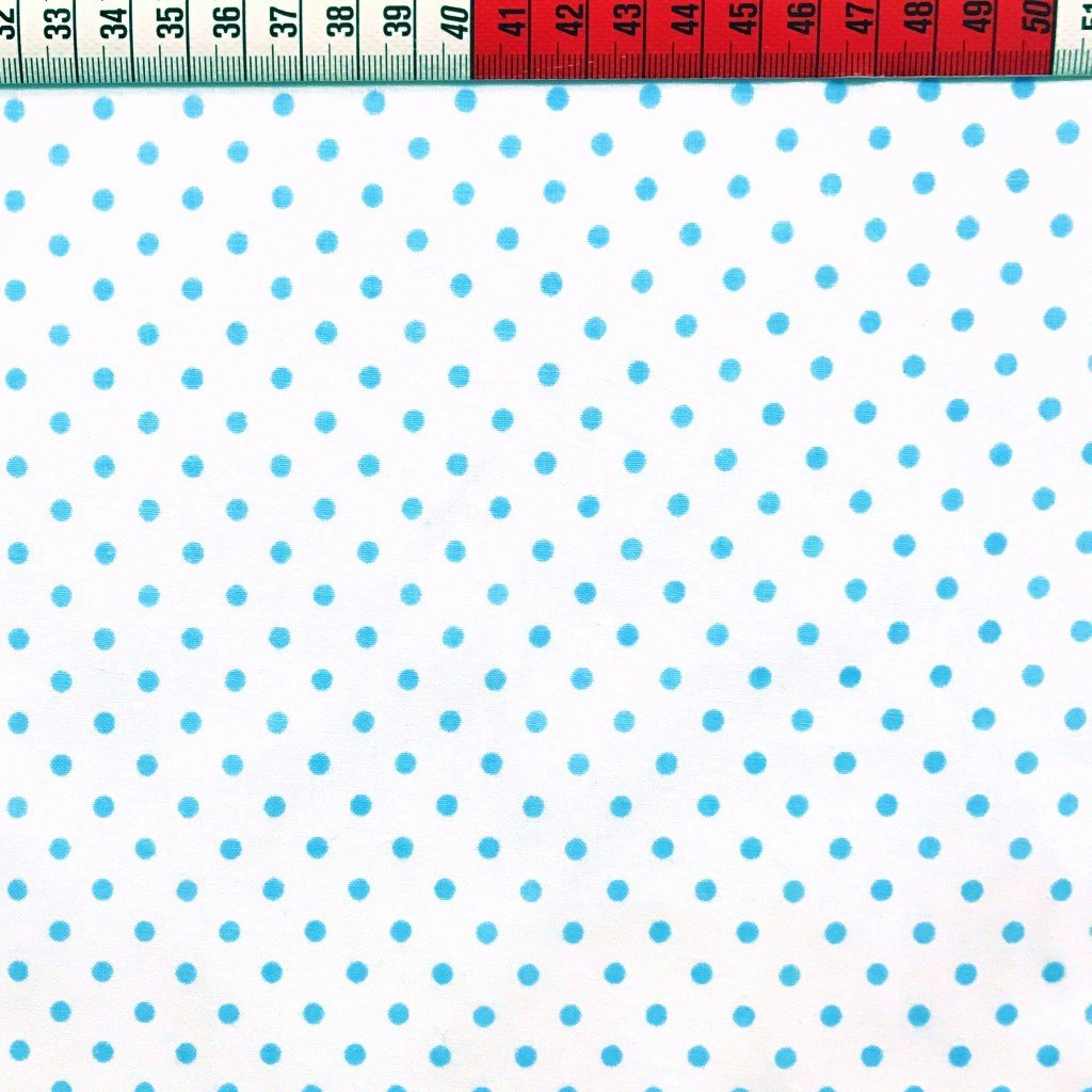 Tkanina bawełniana kropki 4mm niebieskie na białym tle