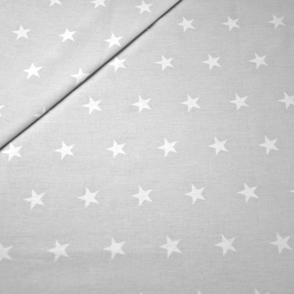 Tkanina bawełniana Gwiazdki 20mm Białe na szarym tle