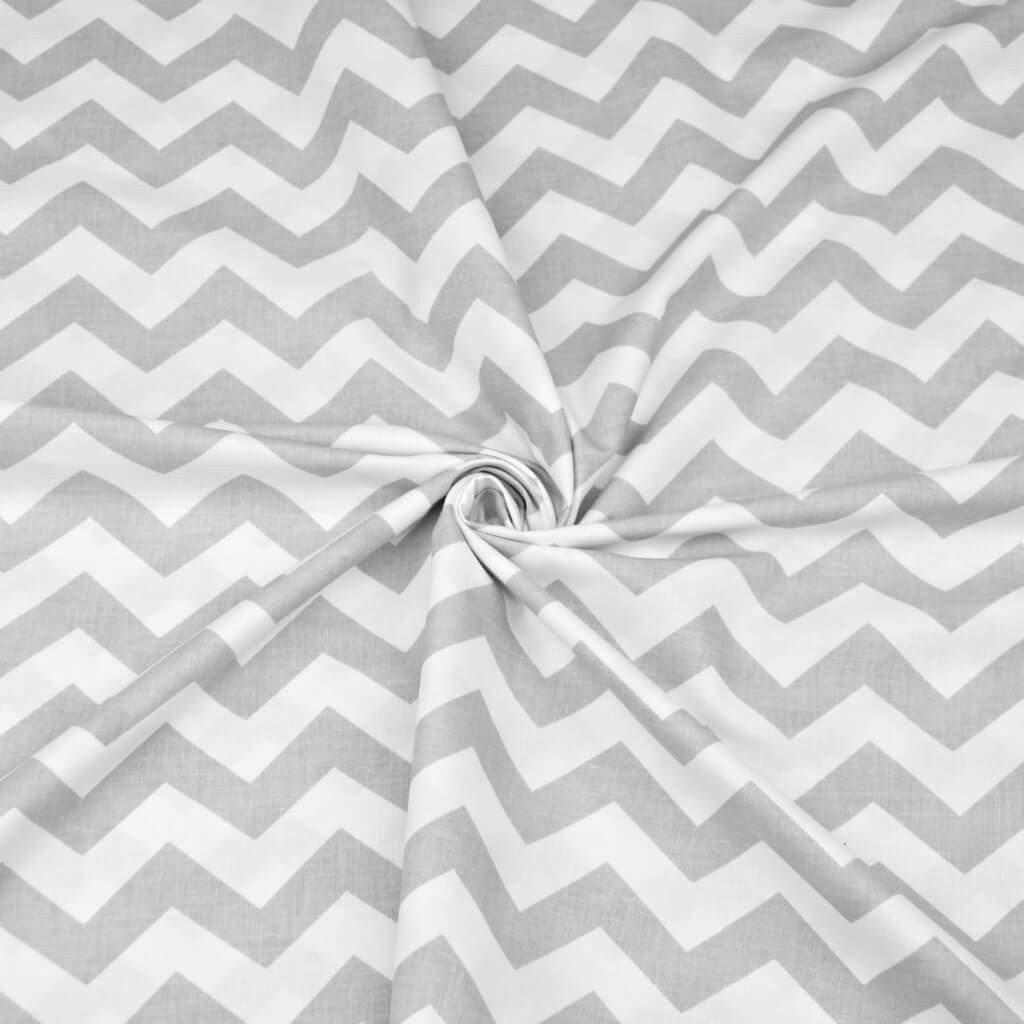 Tkanina bawełniana Zygzak szaro biały