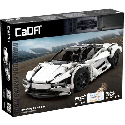 Klocki konstrukcyjne CaDA Samochód zdalnie sterowany Auto sportowe czerwone 30 cm Storming Sport Car Pojazd 402 elementy RC Dual Mode