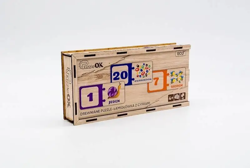 Drewniana układanka łamigłówka - Cyfry - PuzzleOK