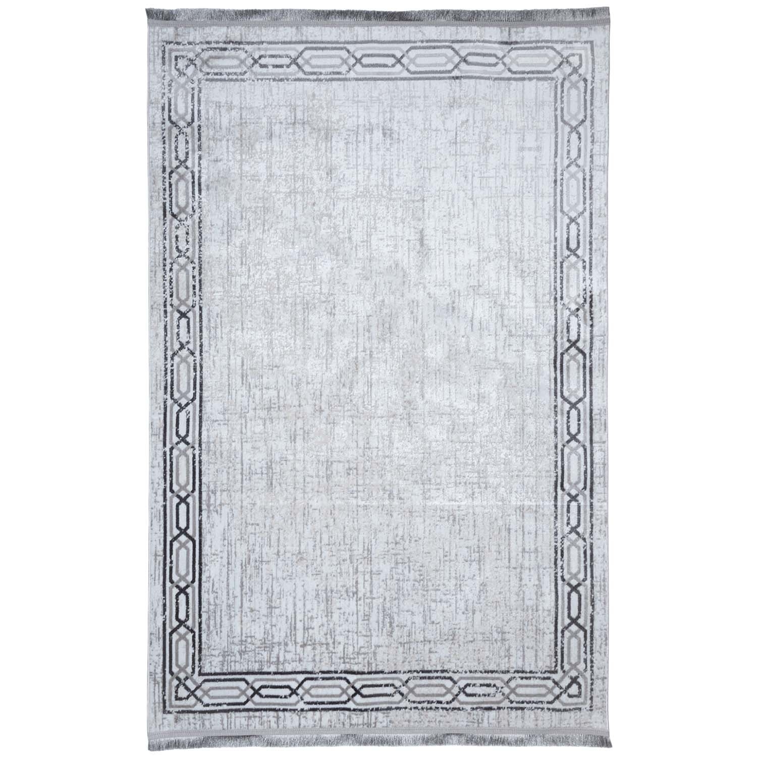 Dywan Multi-Decor Eclipse, 80 x 150 cm, ornament, szary z frędzlami