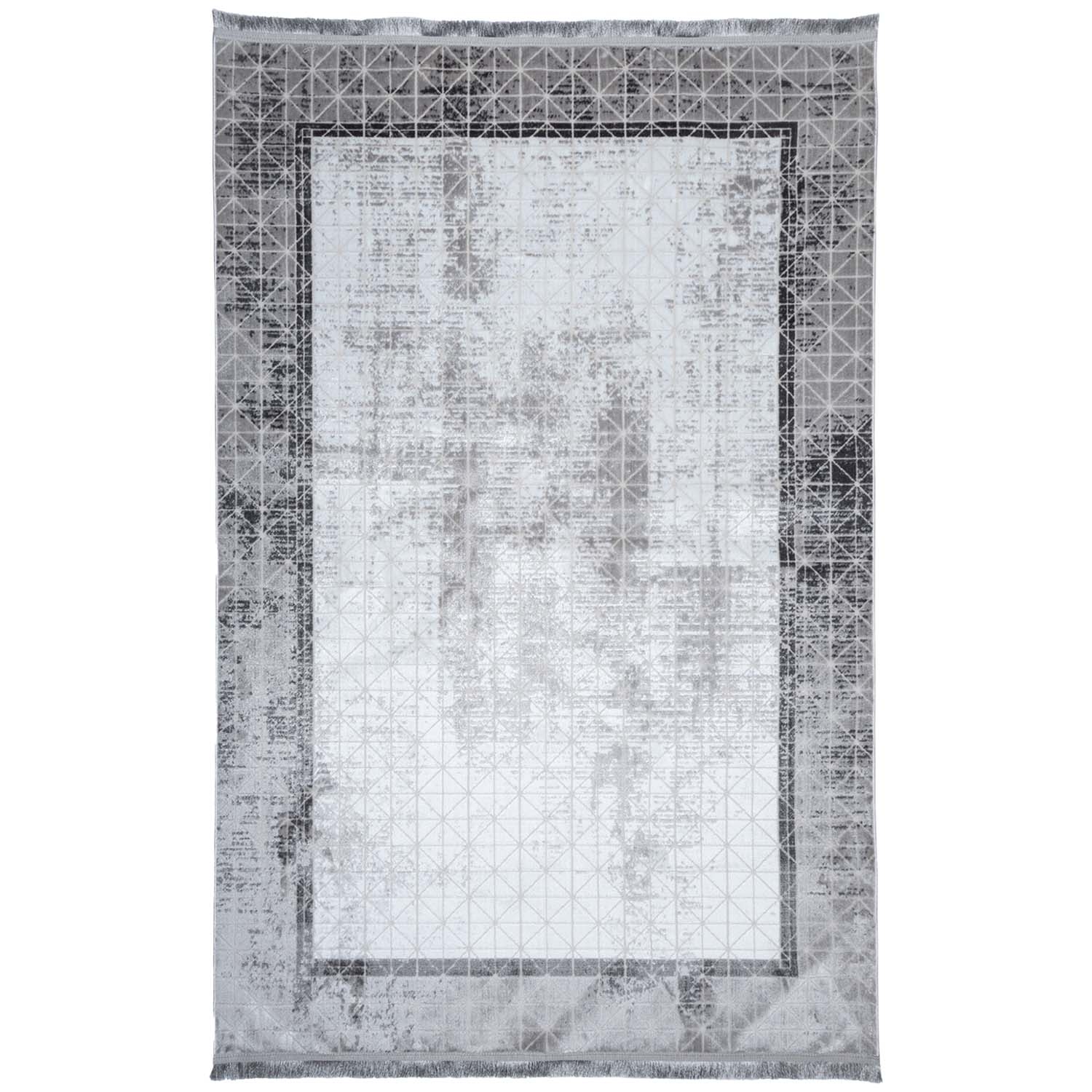 Dywan Multi-Decor Eclipse, 80 x 150 cm, ramka, szary z frędzlami