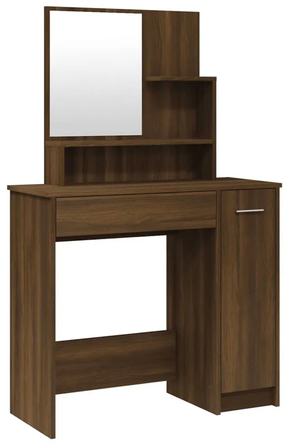 Toaletka kosmetyczna z lustrem dla kobiet brązowy dąb T8-N75