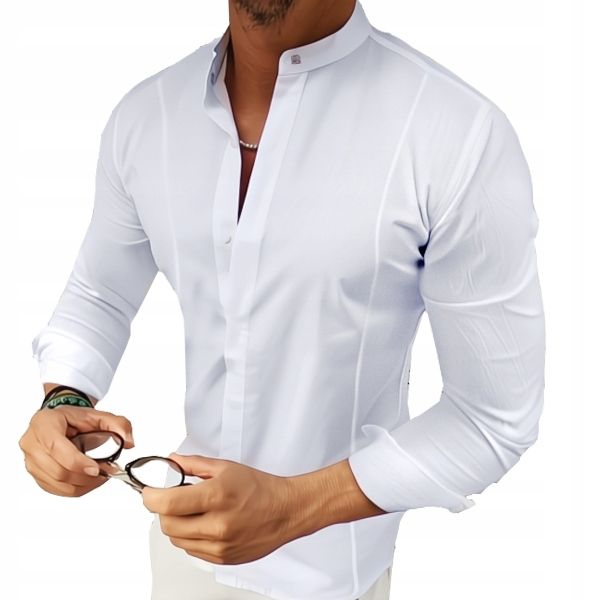 Koszula Męska Casual Stójka Regular Elegancka