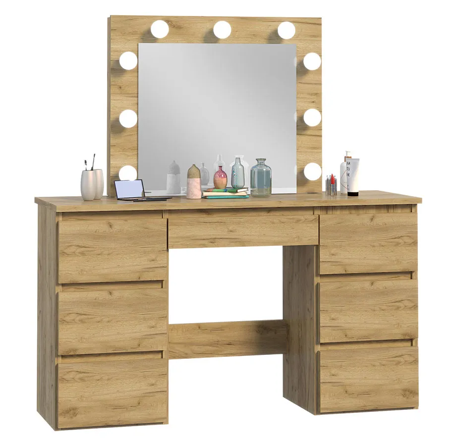 Nowoczesna toaletka z podświetlanym lustrem dąb craft C5-A57