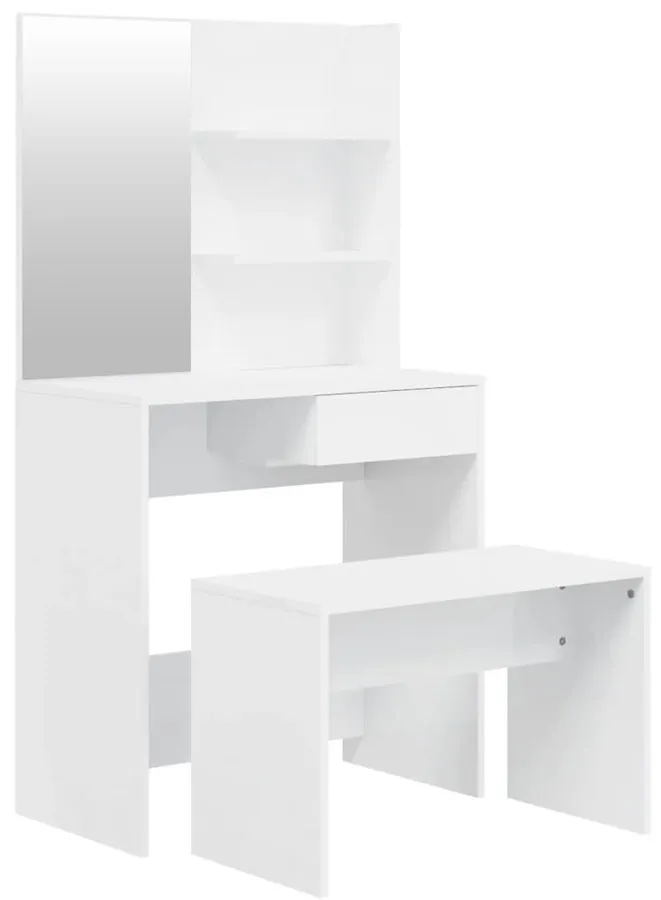 Nowoczesna toaletka z lustrem i stołkiem biały połysk D0-B85