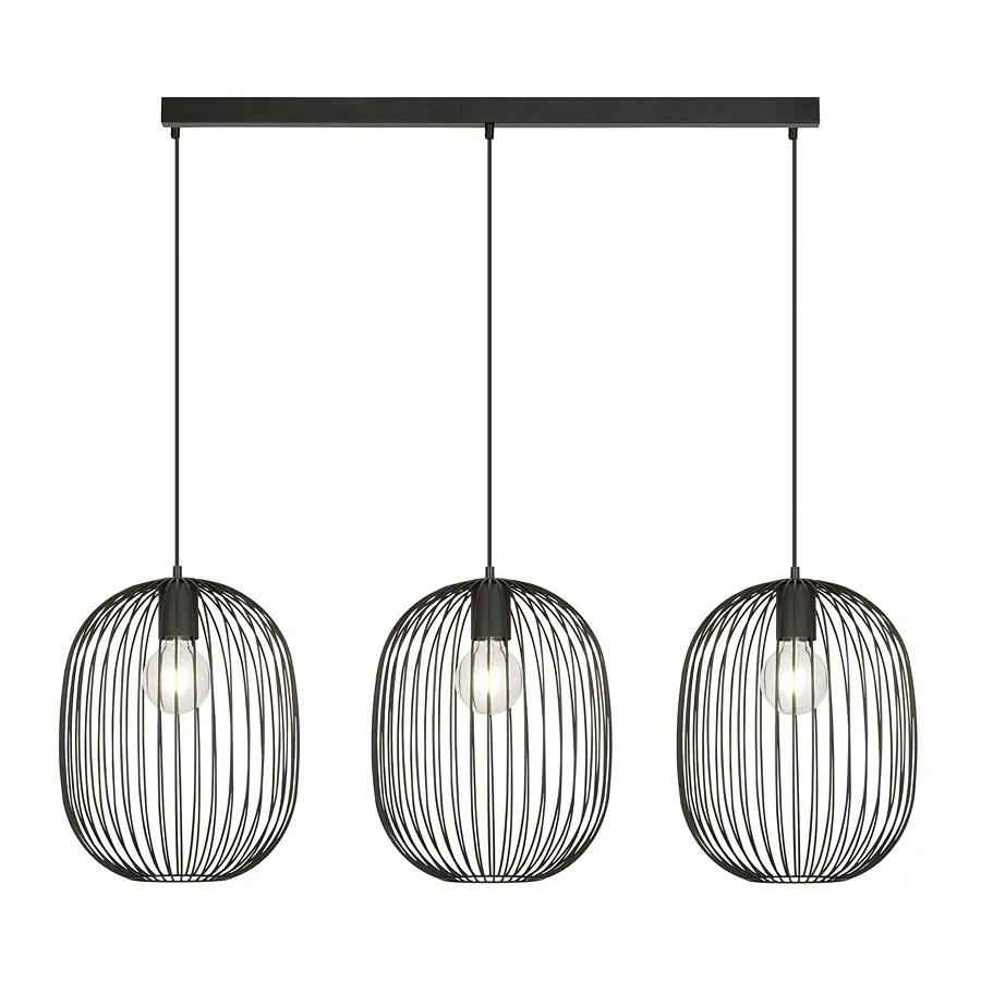 Czarna potrójna lampa wisząca w stylu loft F4-G81