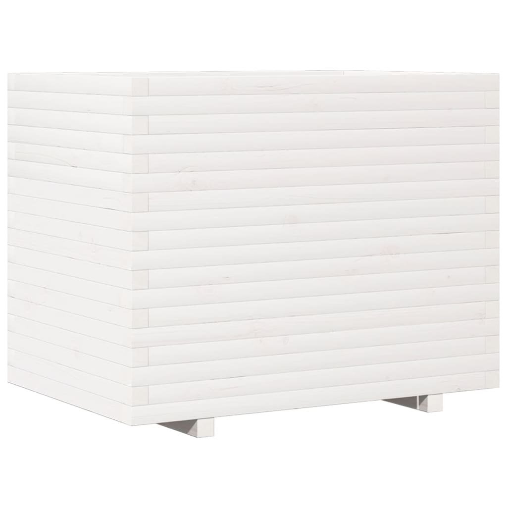 vidaXL Donica ogrodowa, biała, 90x60x72,5 cm, lite drewno sosnowe