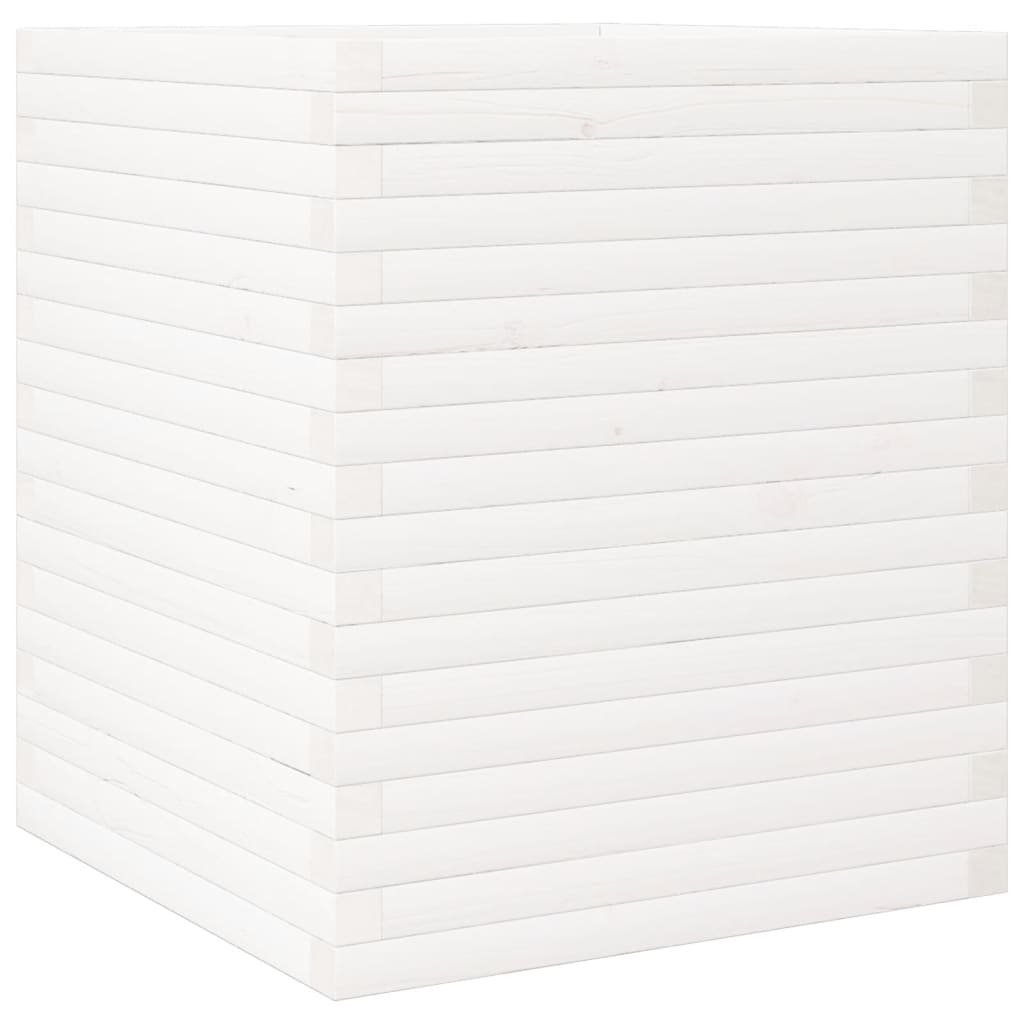 vidaXL Donica ogrodowa, biała, 60x60x68,5 cm, lite drewno sosnowe