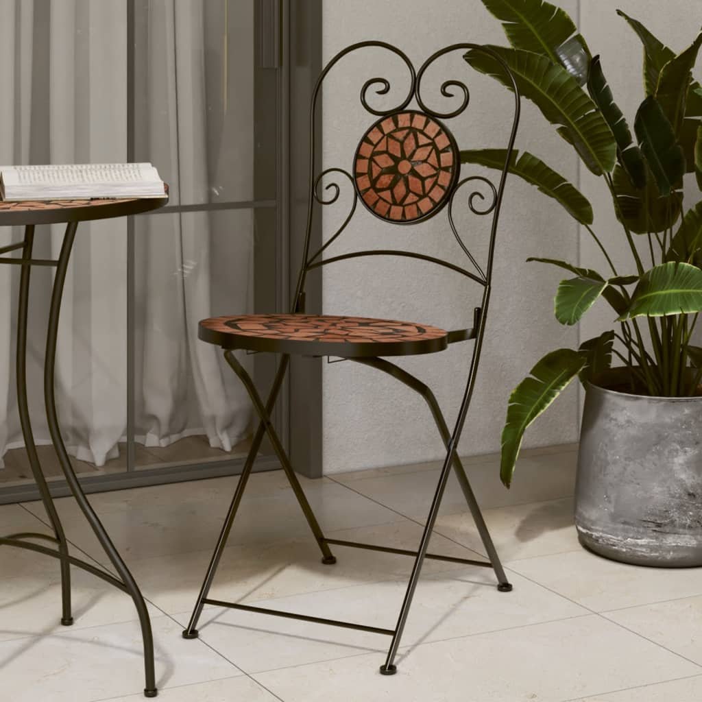 vidaXL Składane krzesła bistro, 2 szt,. terakota, ceramiczne