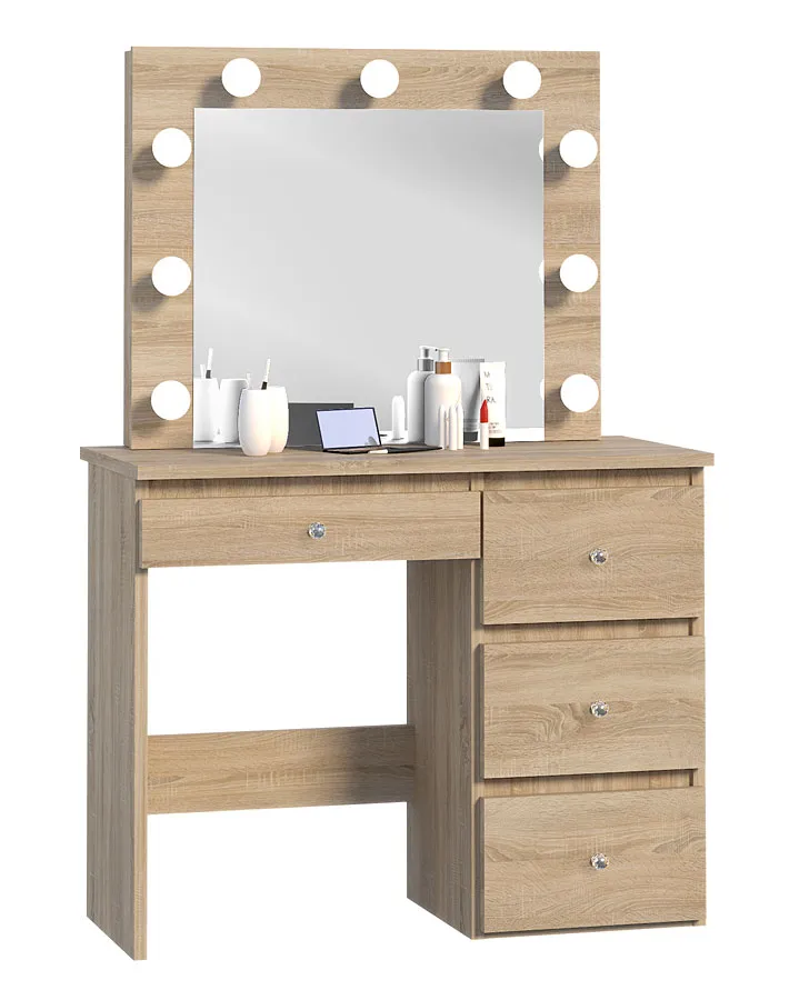 Toaletka glamour z podświetlanym lustrem dąb sonoma C0-A28