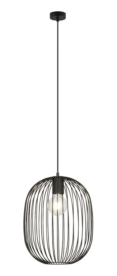 Czarna pojedyncza wisząca lampa industrialna - D126 H3-C49