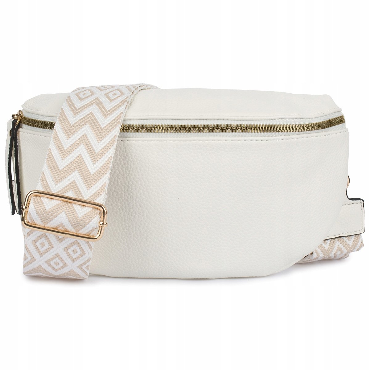 Saszetka TOREBKA Damska przez ramię DUŻA pojemna z paskiem ekoskóra BIAŁA