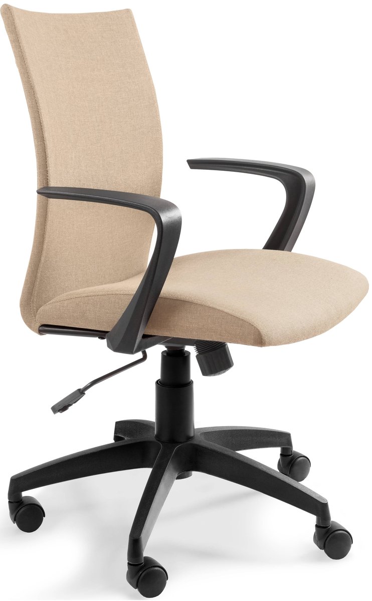 Fotel Biurowy LEE Beżowy Obrotowy Tkanina Pracowniczy Niski do Pokoju 100kg
