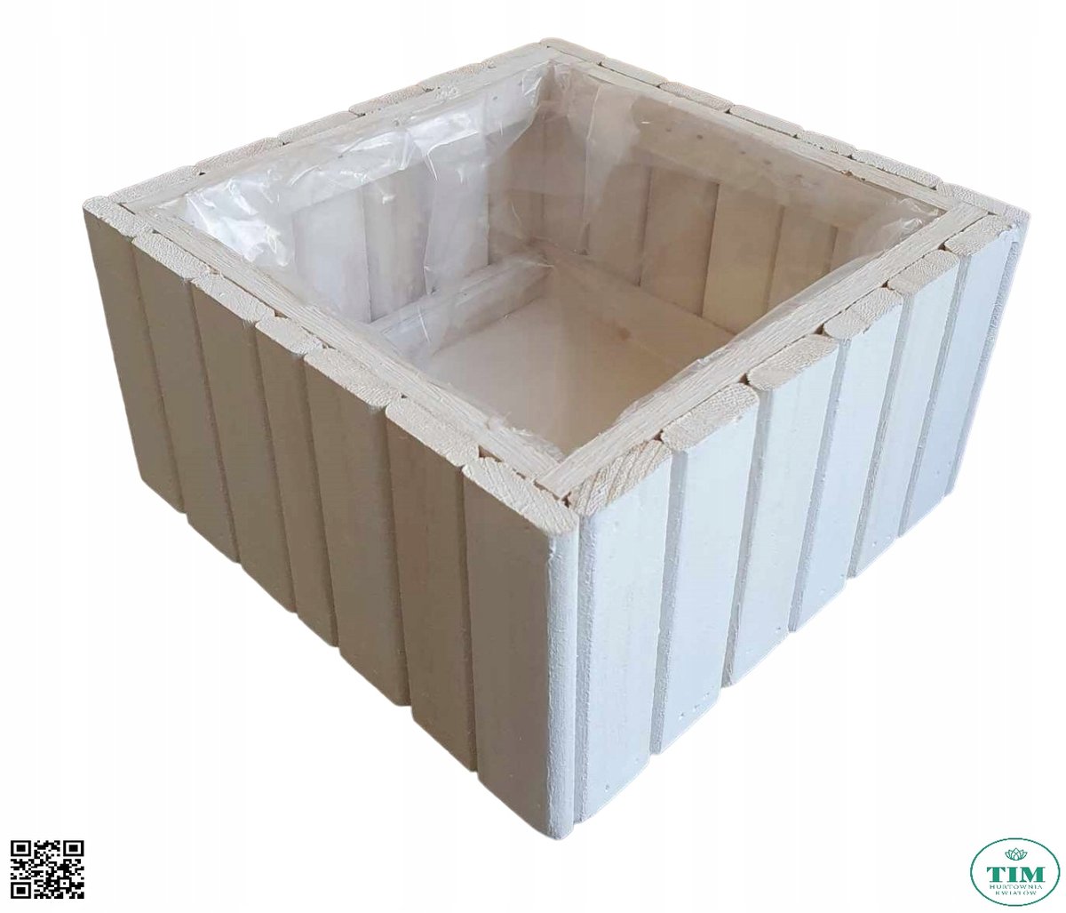 OSŁONKA DREWNIANA KWADRATOWA BIAŁA 16x16 CM